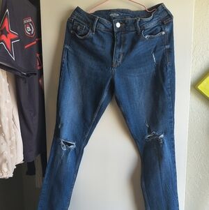 Old Navy Dark Blue Distressed Skinny Jeans